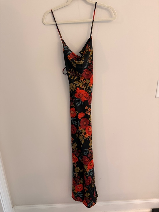 12th Tribe Dresses & Skirts - 12th Tribe NEVER WORN - Black Midi Slip Dress with Red & Gold Floral Print